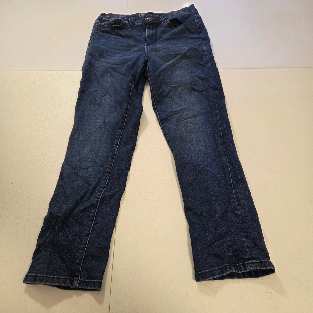 DG2 by Diane Gilman Dark Wash Bootcut Denim Jeans Blue Size 4 Petite Inseam 24